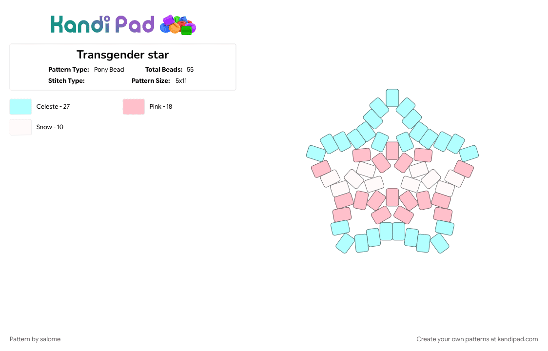 Transgender star - Pony Bead Pattern by salome on Kandi Pad - 