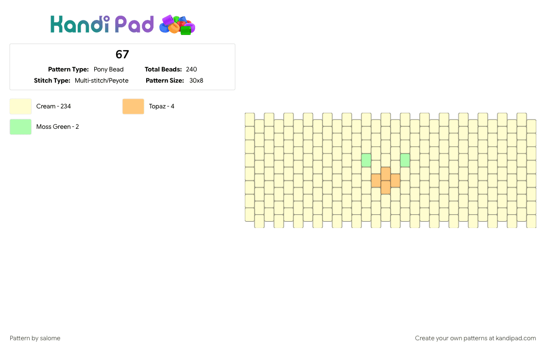 67 - Pony Bead Pattern by salome on Kandi Pad - yellow