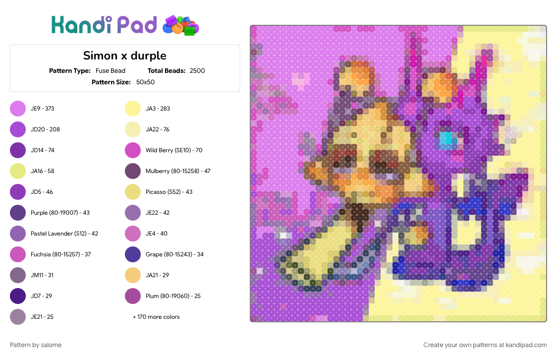 Simon x durple - Fuse Bead Pattern by salome on Kandi Pad - 