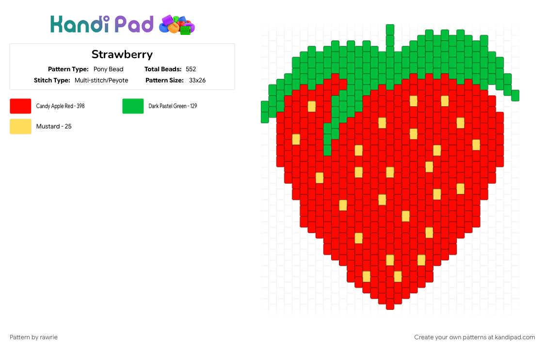 Strawberry - Pony Bead Pattern by rawrie on Kandi Pad - red