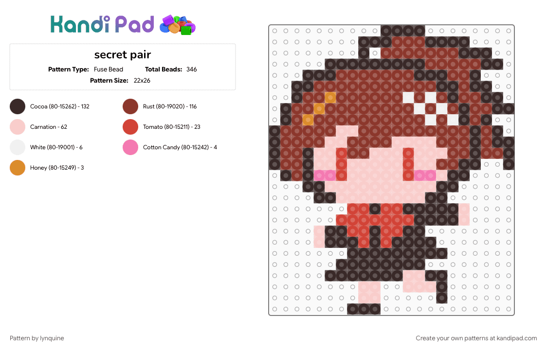 secret pair v2 - Fuse Bead Pattern by lynquine on Kandi Pad - brown, red