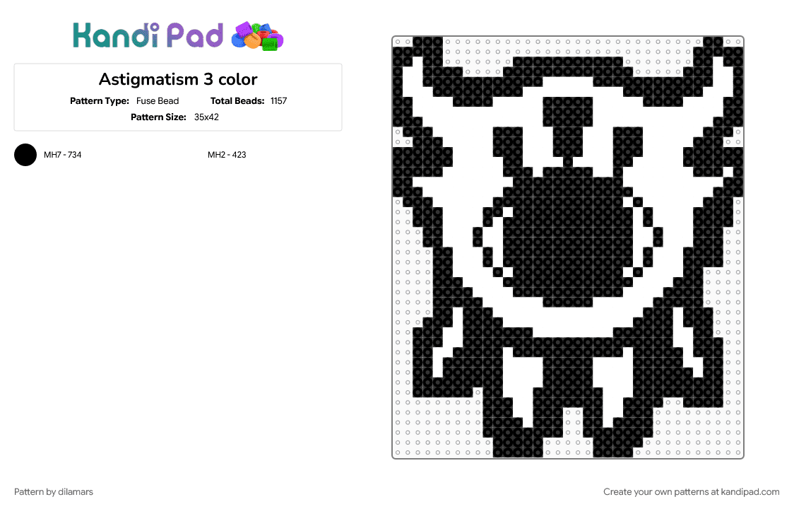 Astigmatism 3 color - Fuse Bead Pattern by dilamars on Kandi Pad - black, white