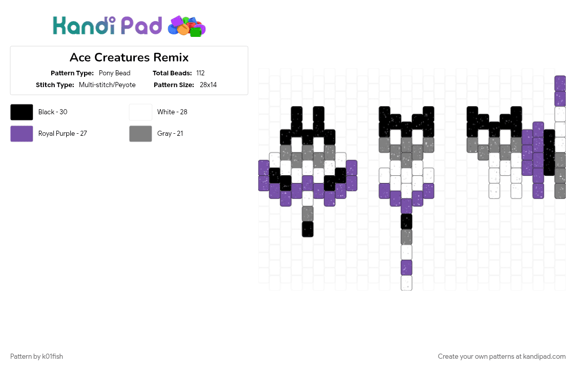 Ace Creatures Remix - Pony Bead Pattern by k01fish on Kandi Pad - 