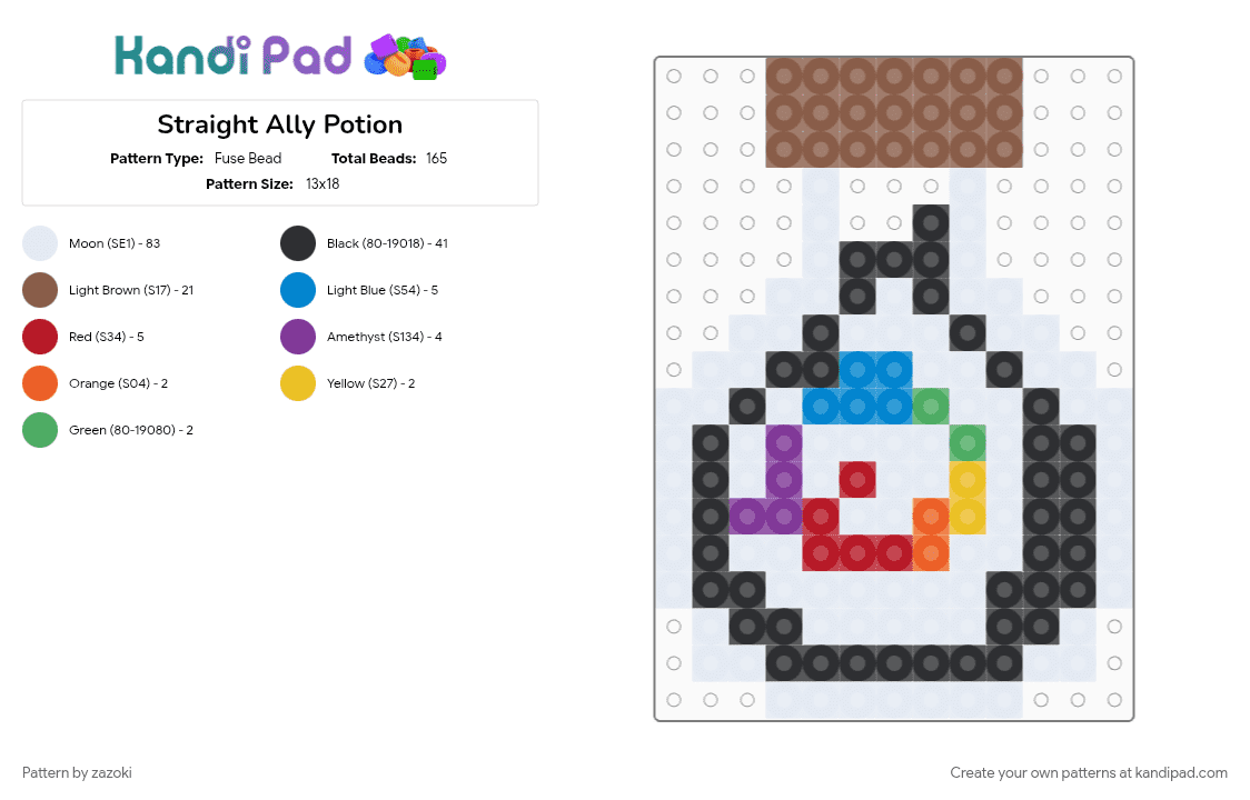 Straight Ally Potion (i tried...) - Fuse Bead Pattern by zazoki on Kandi Pad - tan, white