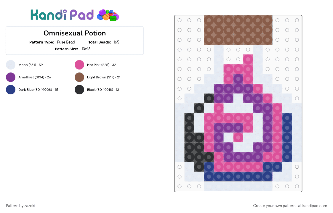 Genderfluid Potion - Fuse Bead Pattern by zazoki on Kandi Pad - pink