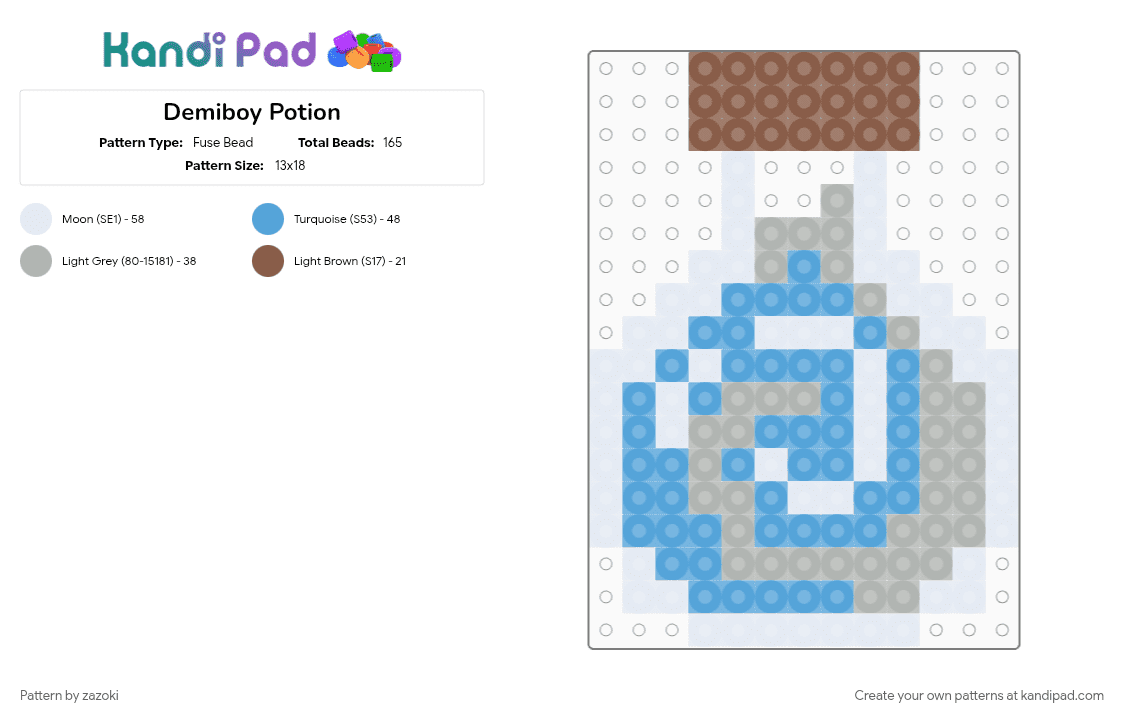 Demiboy Potion - Fuse Bead Pattern by zazoki on Kandi Pad - beige, light blue
