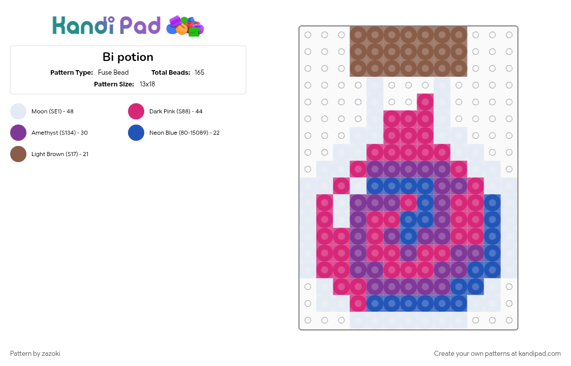 Bi potion - Fuse Bead Pattern by zazoki on Kandi Pad - pink