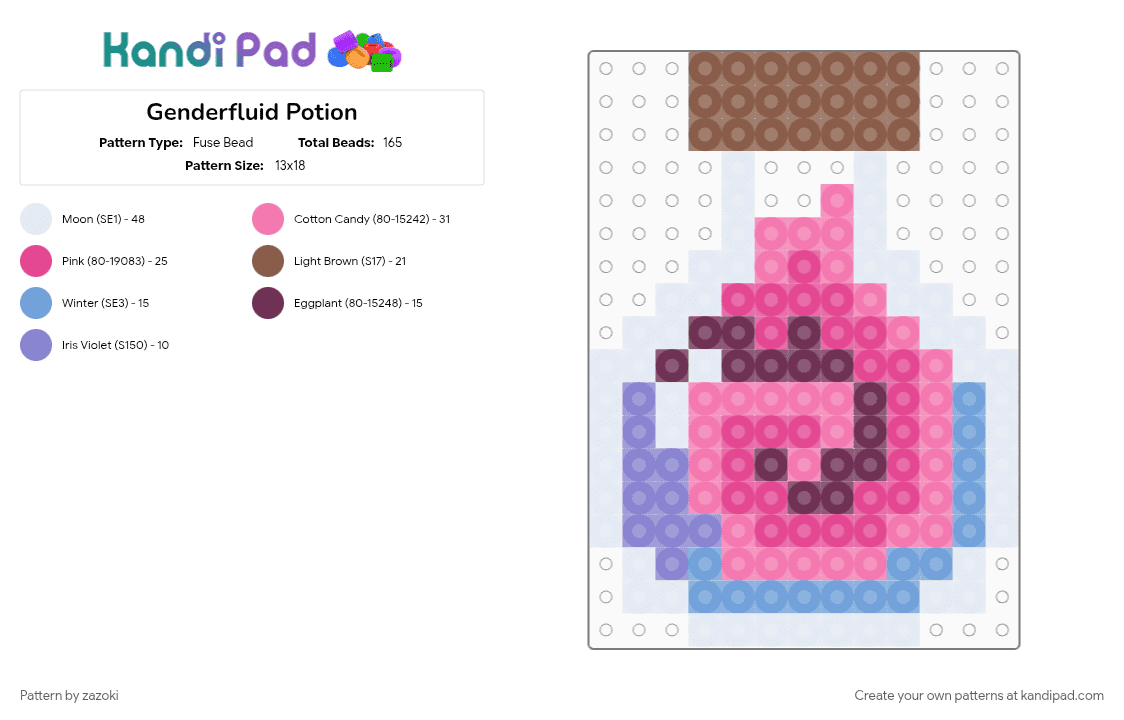 Omnisexual Potion - Fuse Bead Pattern by zazoki on Kandi Pad - pink