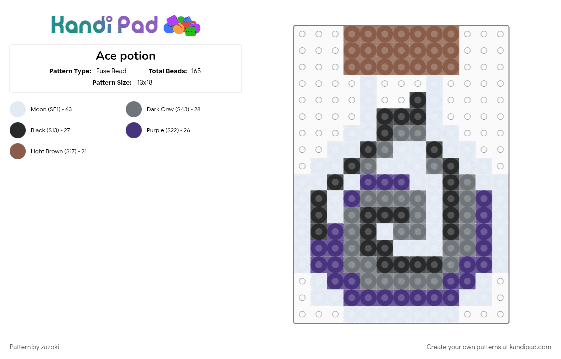 Ace potion - Fuse Bead Pattern by zazoki on Kandi Pad - gray, purple