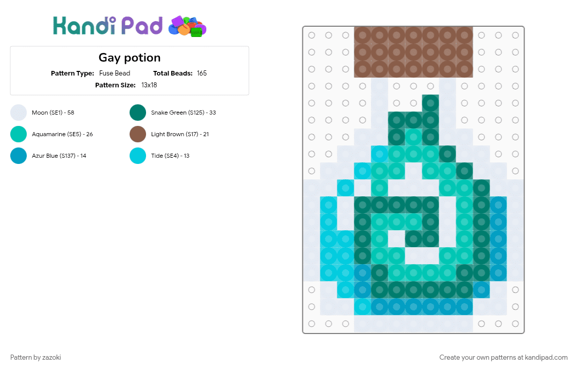 Gay potion - Fuse Bead Pattern by zazoki on Kandi Pad - teal