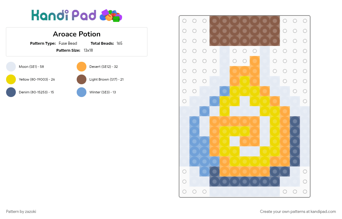 Aroace Potion - Fuse Bead Pattern by zazoki on Kandi Pad - orange, tan, yellow