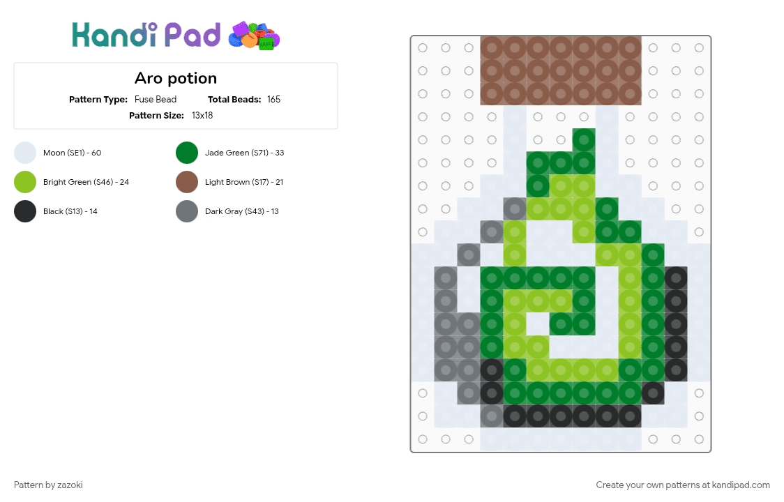 Aro potion - Fuse Bead Pattern by zazoki on Kandi Pad - green