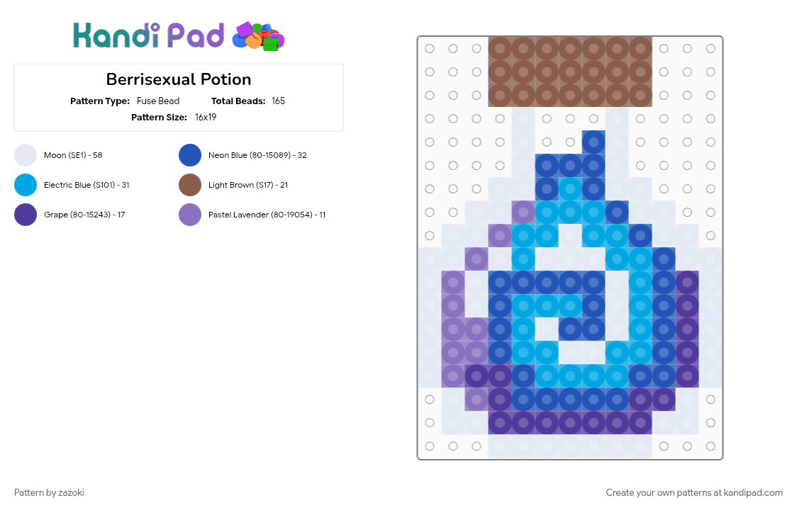 Berrisexual Potion - Fuse Bead Pattern by zazoki on Kandi Pad - blue, light blue