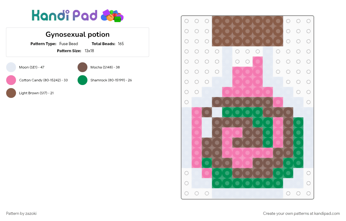 Gynosexual potion - Fuse Bead Pattern by zazoki on Kandi Pad - tan