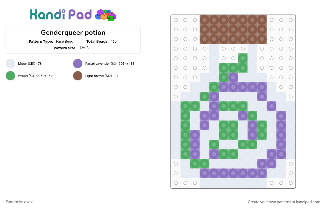 Genderqueer potion - Fuse Bead Pattern by zazoki on Kandi Pad - blue, green