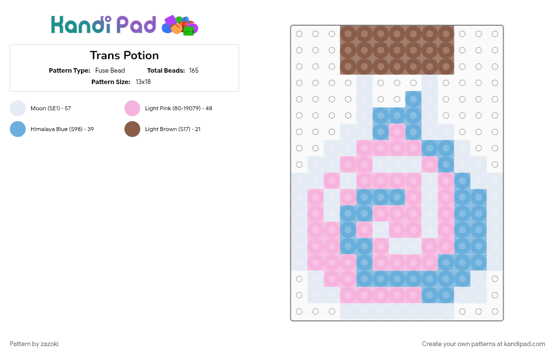 Trans Potion - Fuse Bead Pattern by zazoki on Kandi Pad - light blue, pink