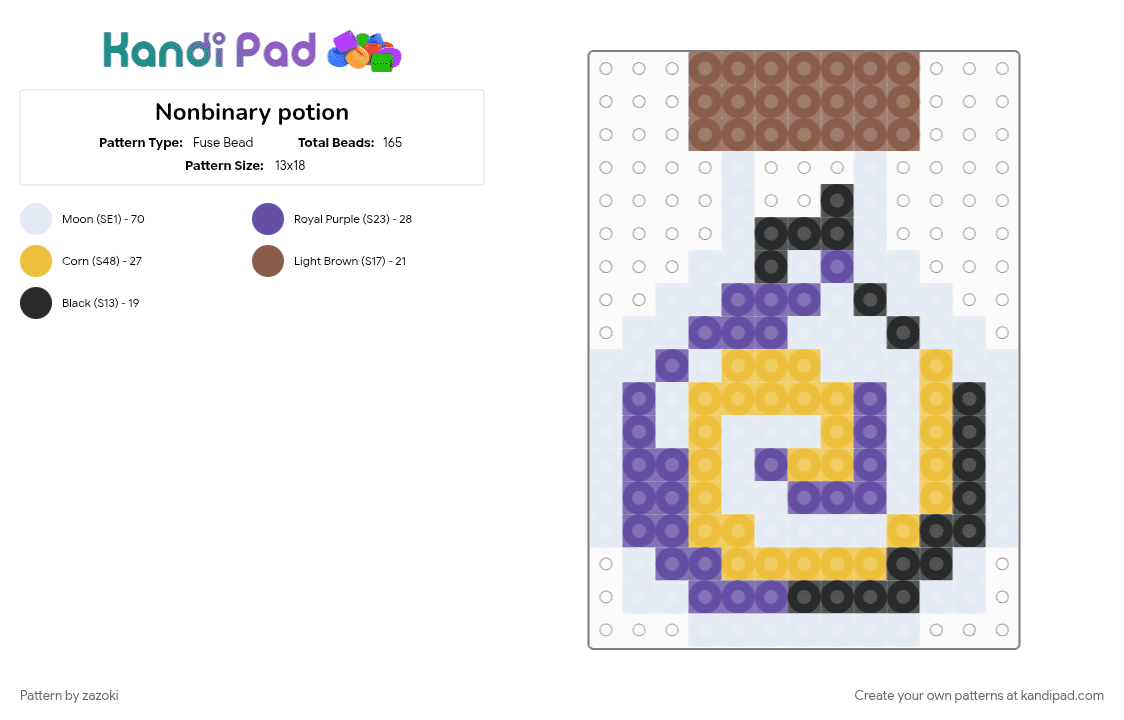 Nonbinary potion - Fuse Bead Pattern by zazoki on Kandi Pad - purple, yellow