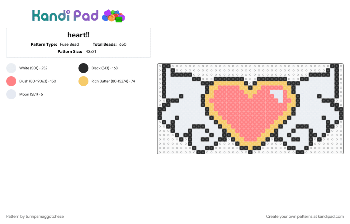 heart!! - Fuse Bead Pattern by turnipsmaggotcheze on Kandi Pad - heart, love, red, wings, yellow