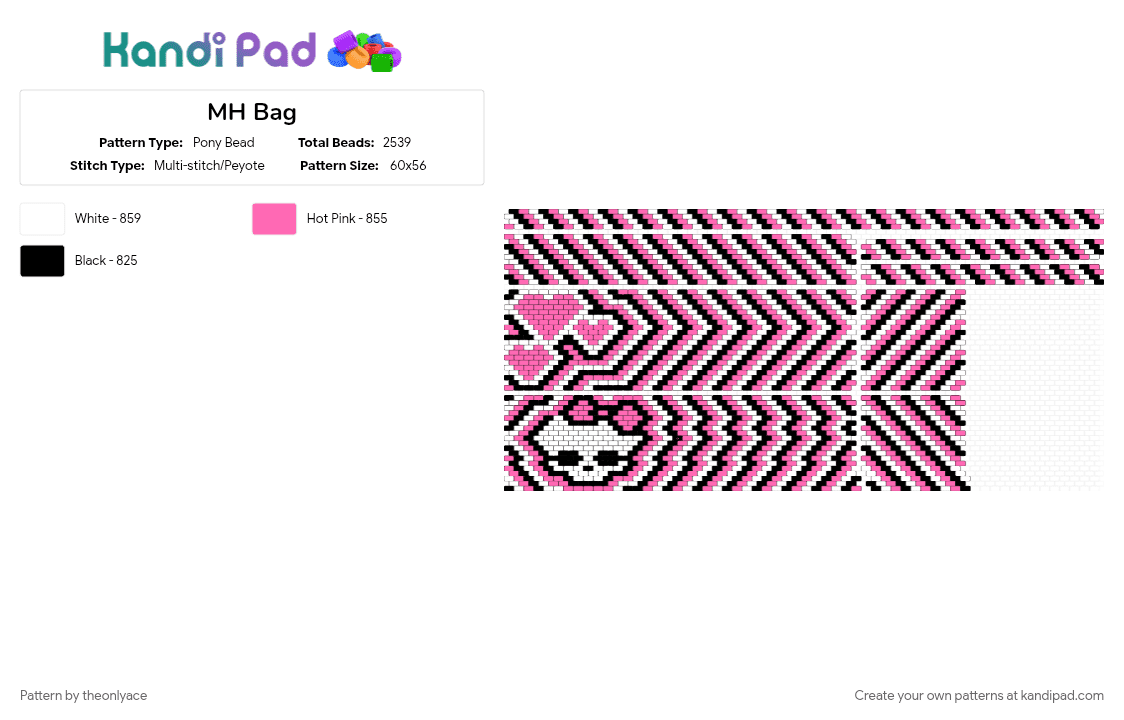 MH Bag - Pony Bead Pattern by theonlyace on Kandi Pad - bag, monster high, pink, scene, scenecore, white