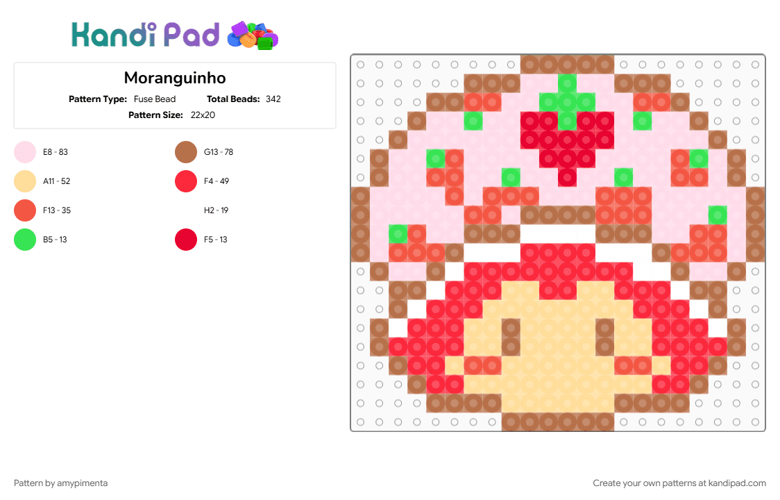 Moranguinho - Fuse Bead Pattern by amypimenta on Kandi Pad - beige, red