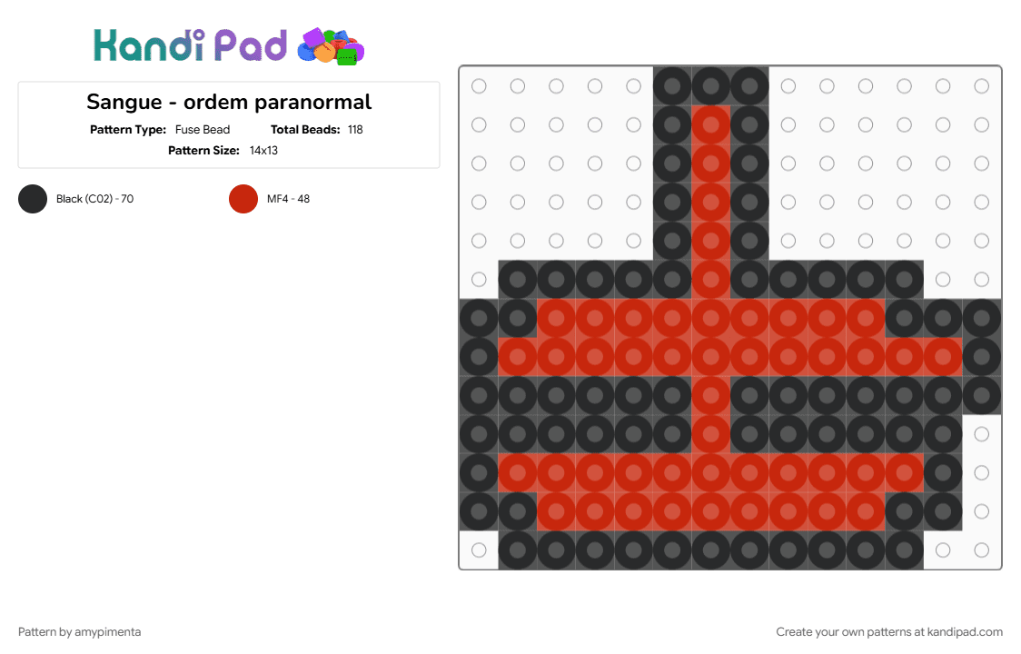 Sangue - ordem paranormal - Fuse Bead Pattern by amypimenta on Kandi Pad - black, red