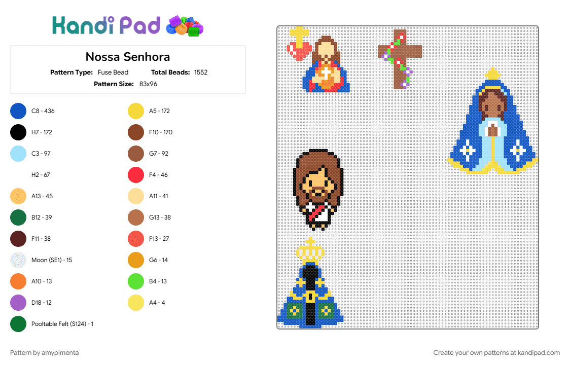 Nossa Senhora - Fuse Bead Pattern by amypimenta on Kandi Pad - blue