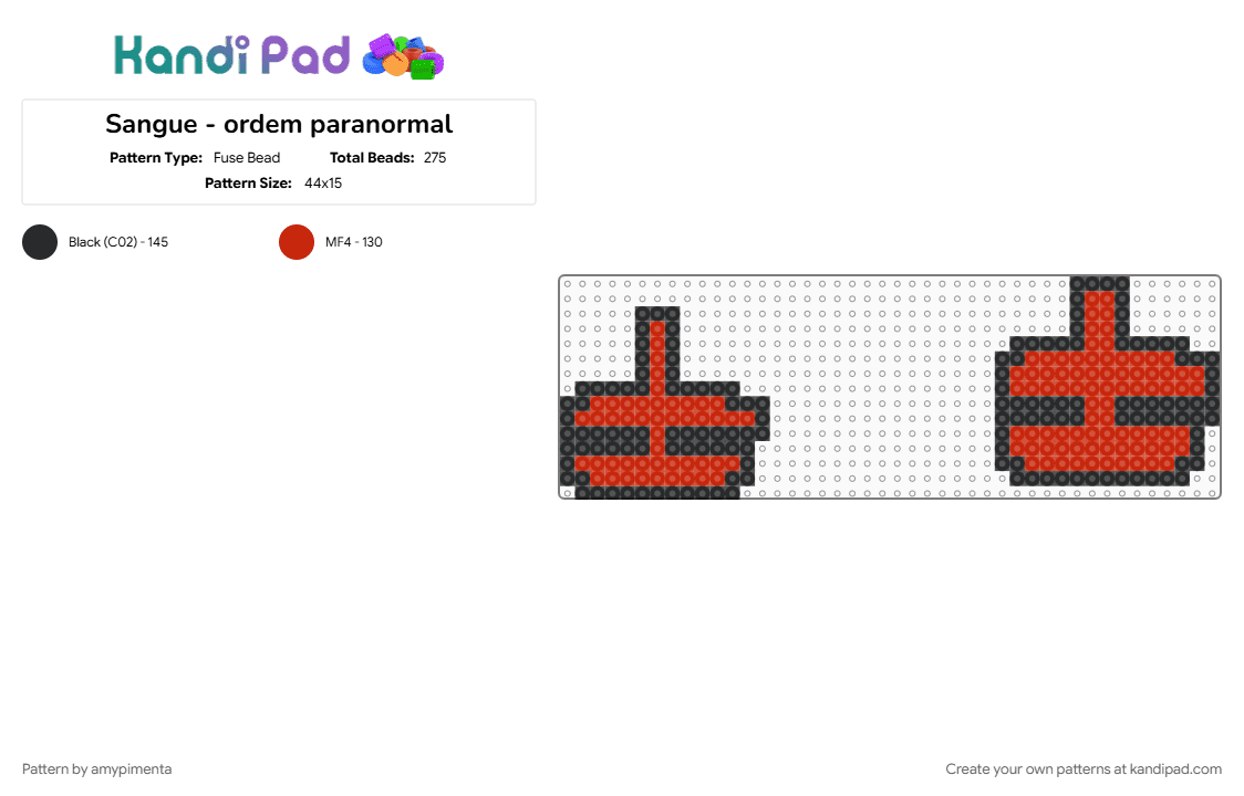 Sangue - ordem paranormal - Fuse Bead Pattern by amypimenta on Kandi Pad - black, red