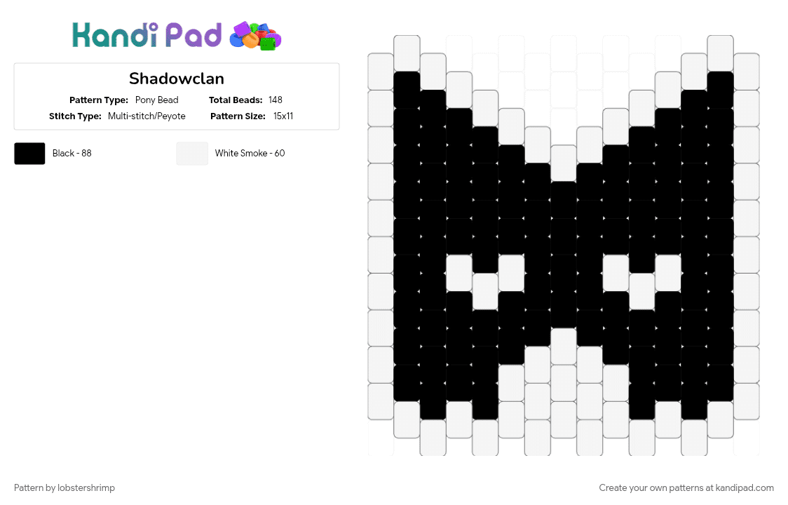 Shadowclan - Pony Bead Pattern by lobstershrimp on Kandi Pad - black, cat, shadowclan, warrior cats, white