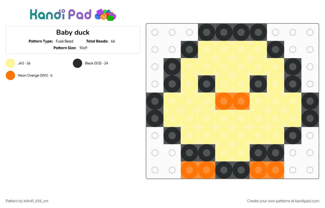 Baby duck - Fuse Bead Pattern by k4nd1_k1d_ym on Kandi Pad - cute kawaii, duck, yellow