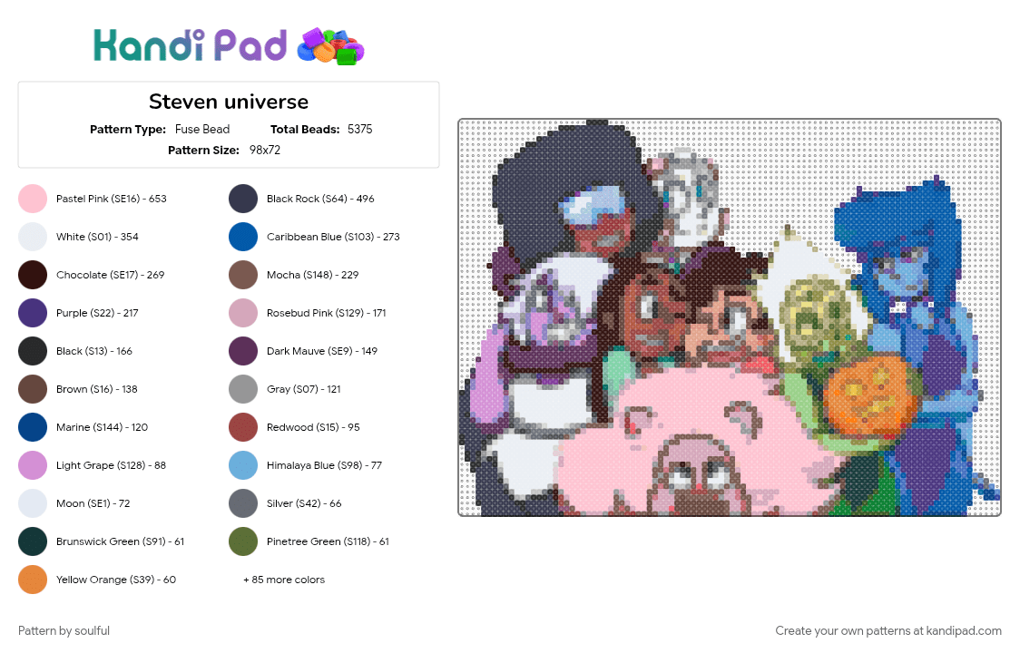 Steven universe - Fuse Bead Pattern by soulful on Kandi Pad - 