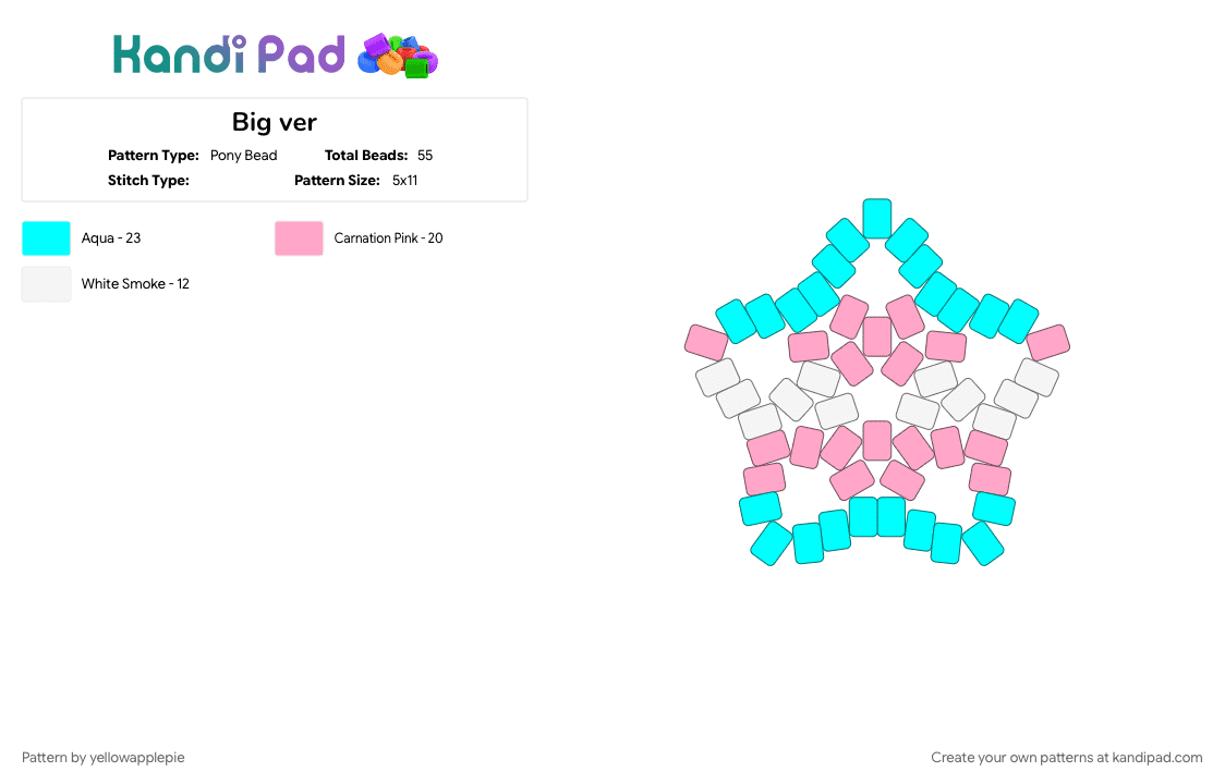 Big ver - Pony Bead Pattern by yellowapplepie on Kandi Pad - light blue, pink