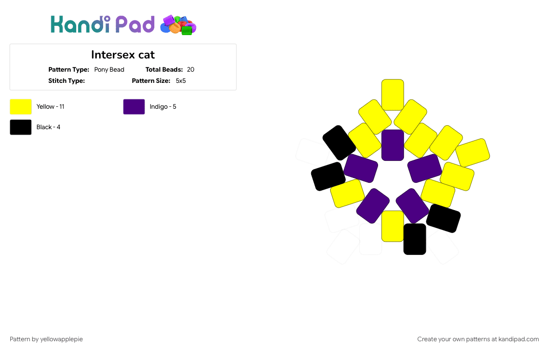 Intersex cat - Pony Bead Pattern by yellowapplepie on Kandi Pad - purple, yellow