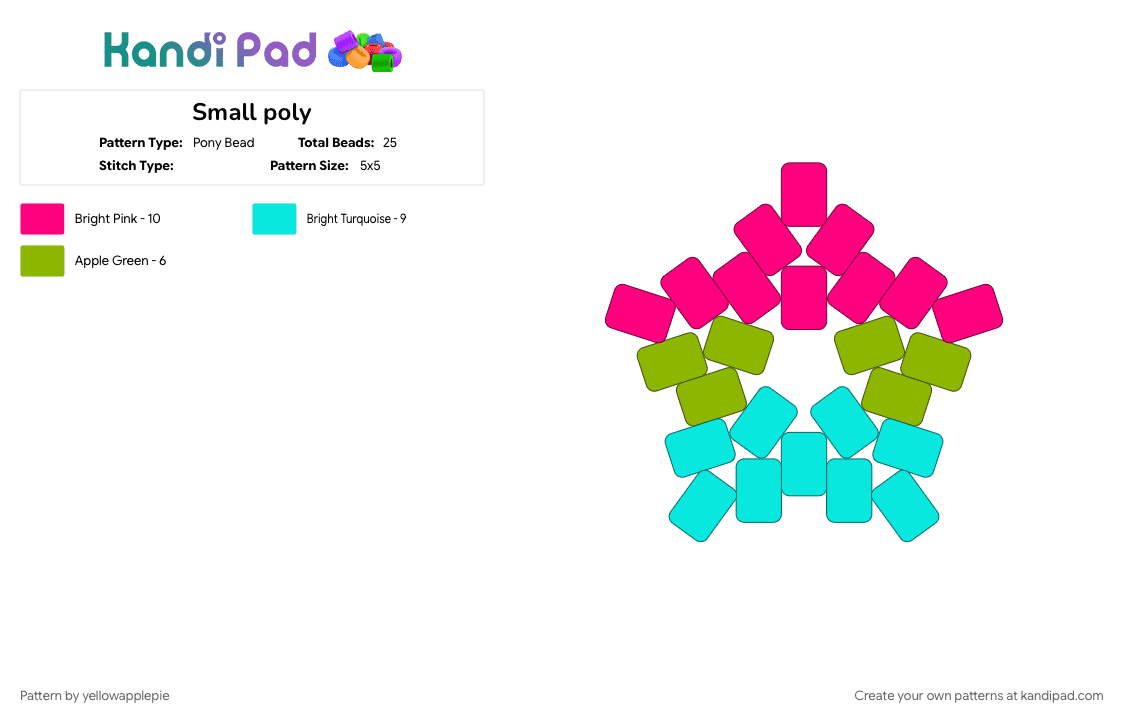 Small poly - Pony Bead Pattern by yellowapplepie on Kandi Pad - light blue, pink