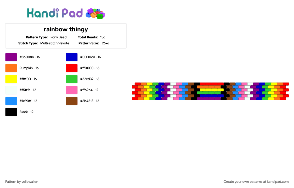rainbow thingy - Pony Bead Pattern by yellowapplepie on Kandi Pad - pink, red