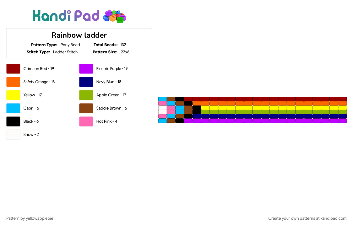 Rainbow ladder - Pony Bead Pattern by yellowapplepie on Kandi Pad - colorful, green, orange