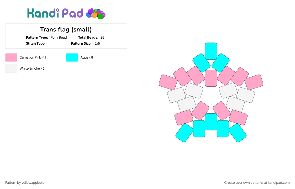 Trans flag (small) - Pony Bead Pattern by yellowapplepie on Kandi Pad - light blue, pink