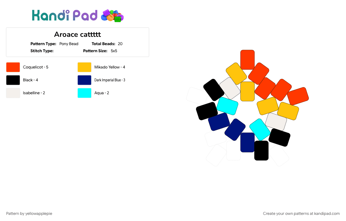 Aroace cattttt - Pony Bead Pattern by yellowapplepie on Kandi Pad - red, yellow