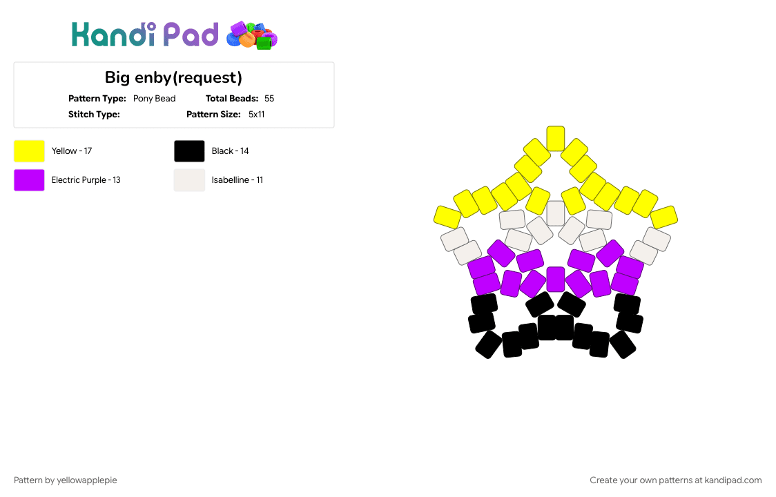 Big enby(request) - Pony Bead Pattern by yellowapplepie on Kandi Pad - purple, yellow