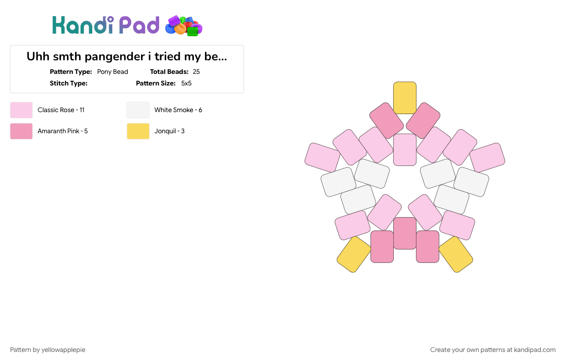 Uhh smth pangender i tried my best(request) - Pony Bead Pattern by yellowapplepie on Kandi Pad - pink