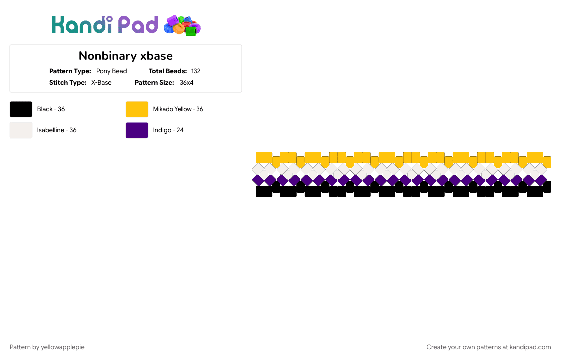 Nonbinary xbase - Pony Bead Pattern by yellowapplepie on Kandi Pad - purple, yellow
