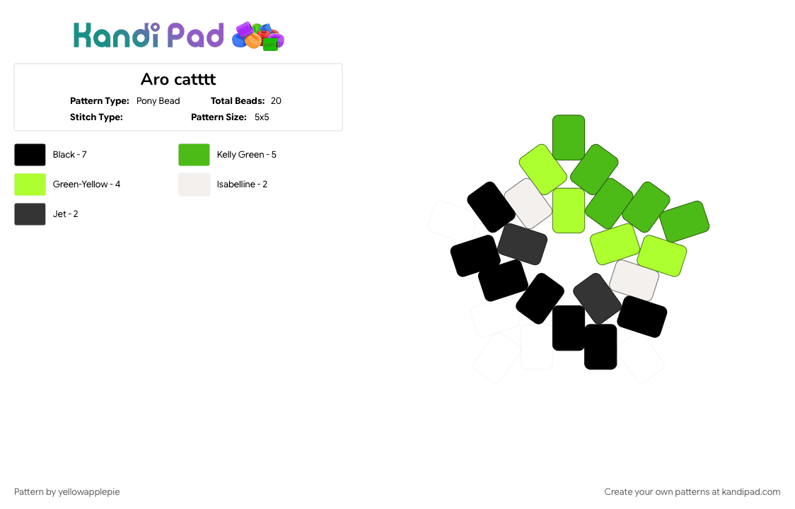 Aro catttt - Pony Bead Pattern by yellowapplepie on Kandi Pad - green