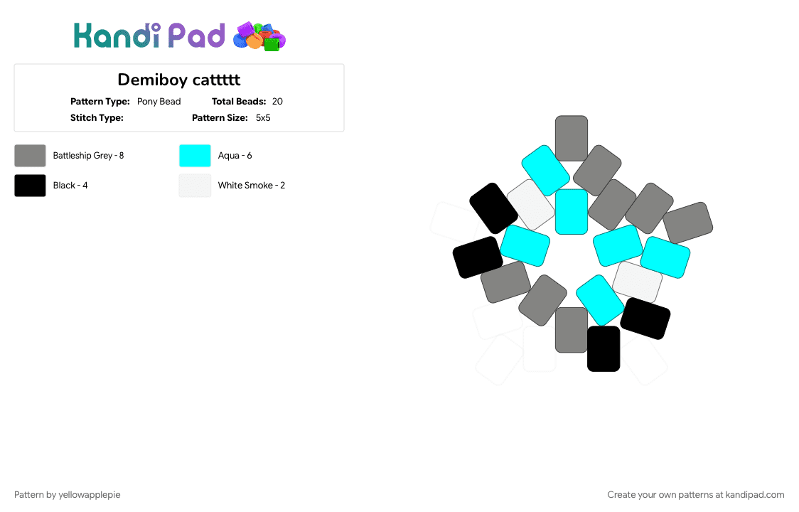 Demiboy cattttt - Pony Bead Pattern by yellowapplepie on Kandi Pad - gray, light blue