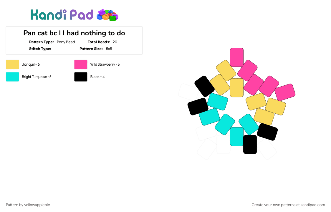 Pan cat bc I I had nothing to do - Pony Bead Pattern by yellowapplepie on Kandi Pad - cat, pride, pride flag, yellow