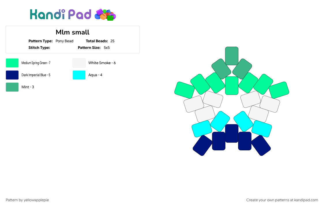 Mlm small - Pony Bead Pattern by yellowapplepie on Kandi Pad - teal