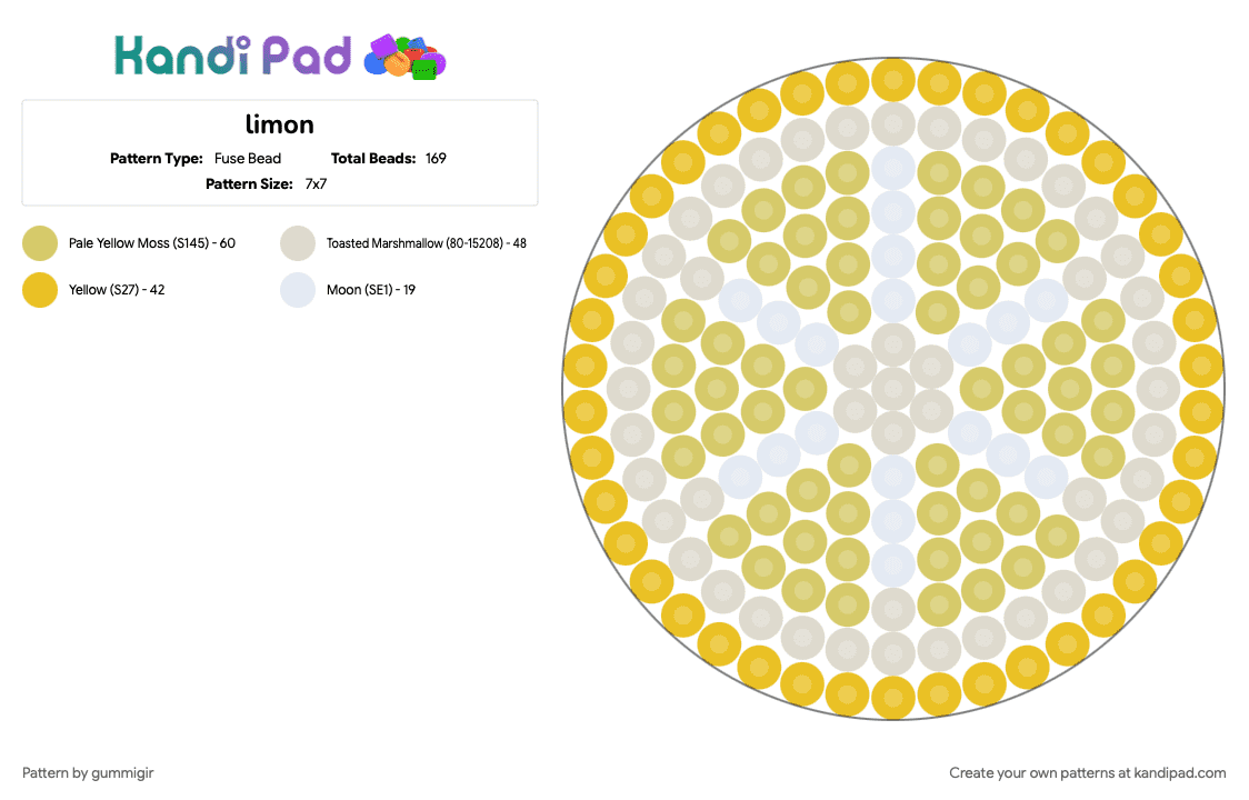 limon - Fuse Bead Pattern by gummigir on Kandi Pad - beige, citrus, cotdfruit, yellow