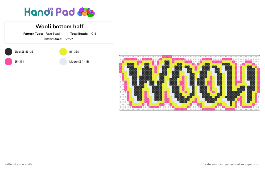 Wooli bottom half - Fuse Bead Pattern by mandyfla on Kandi Pad - pink, yellow