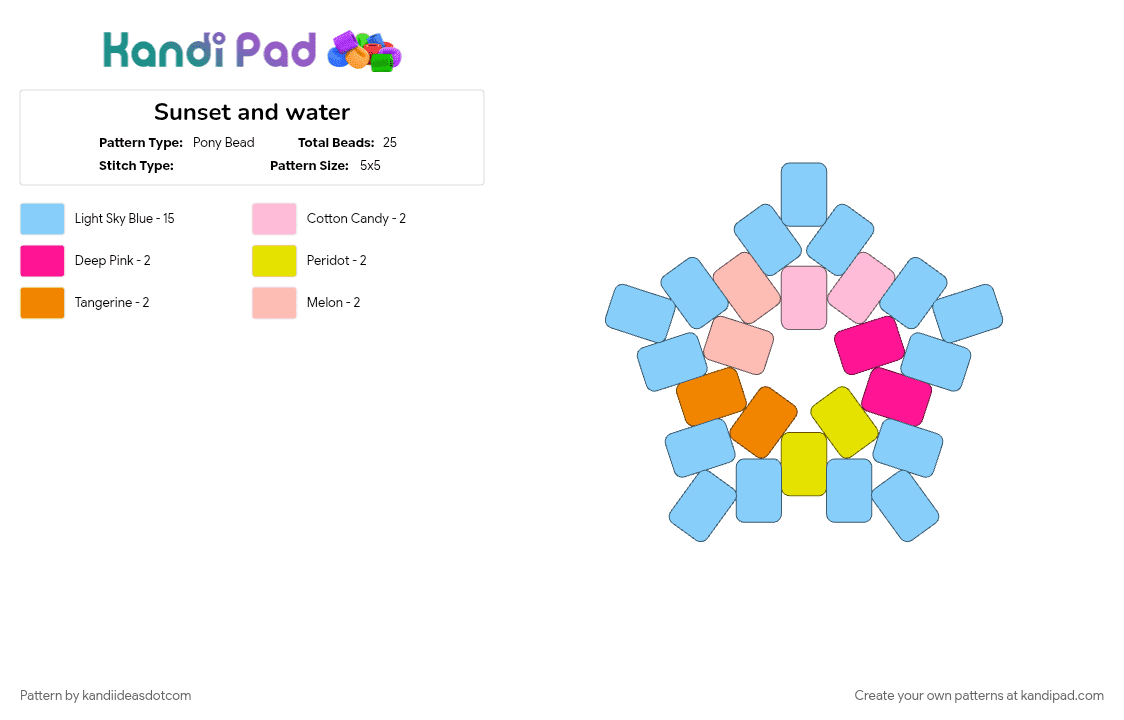 Sunset and water - Pony Bead Pattern by kandiideasdotcom on Kandi Pad - light blue, sunset, water