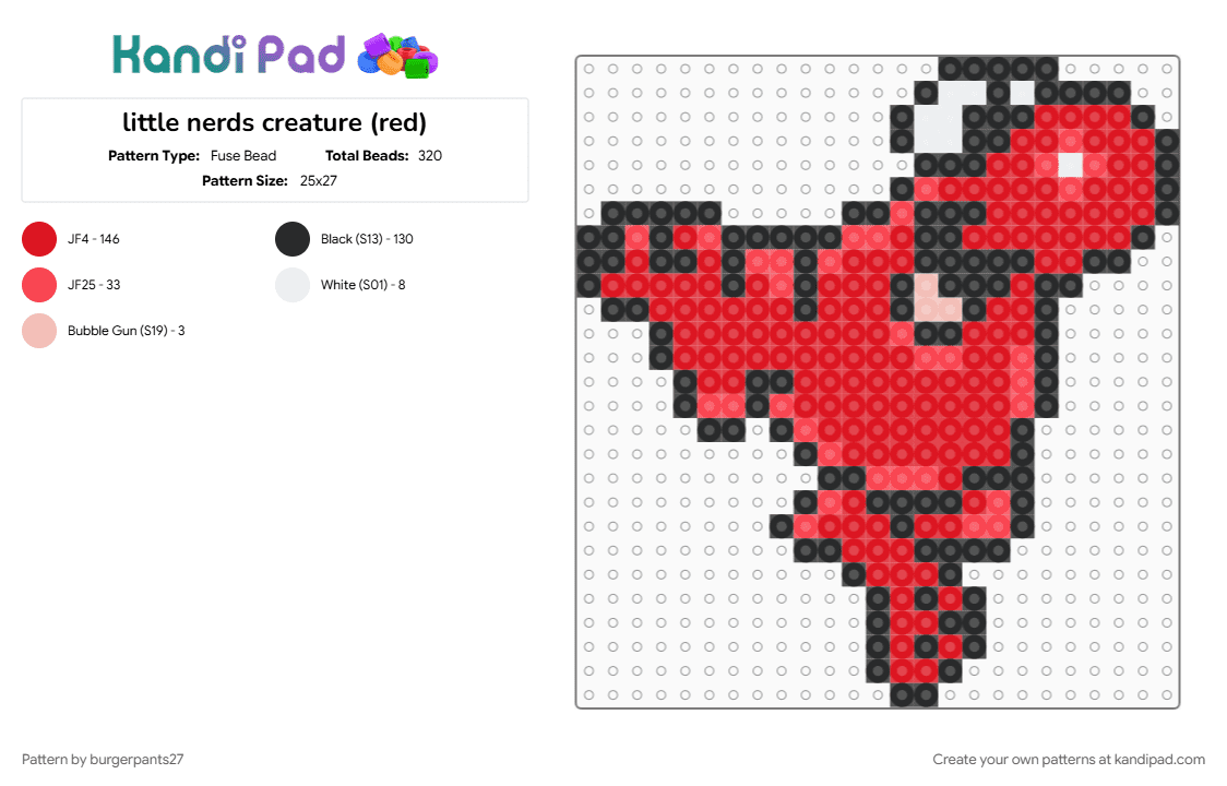 little nerds creature (red) - Fuse Bead Pattern by burgerpants27 on Kandi Pad - brand, candy, character, nerds, red