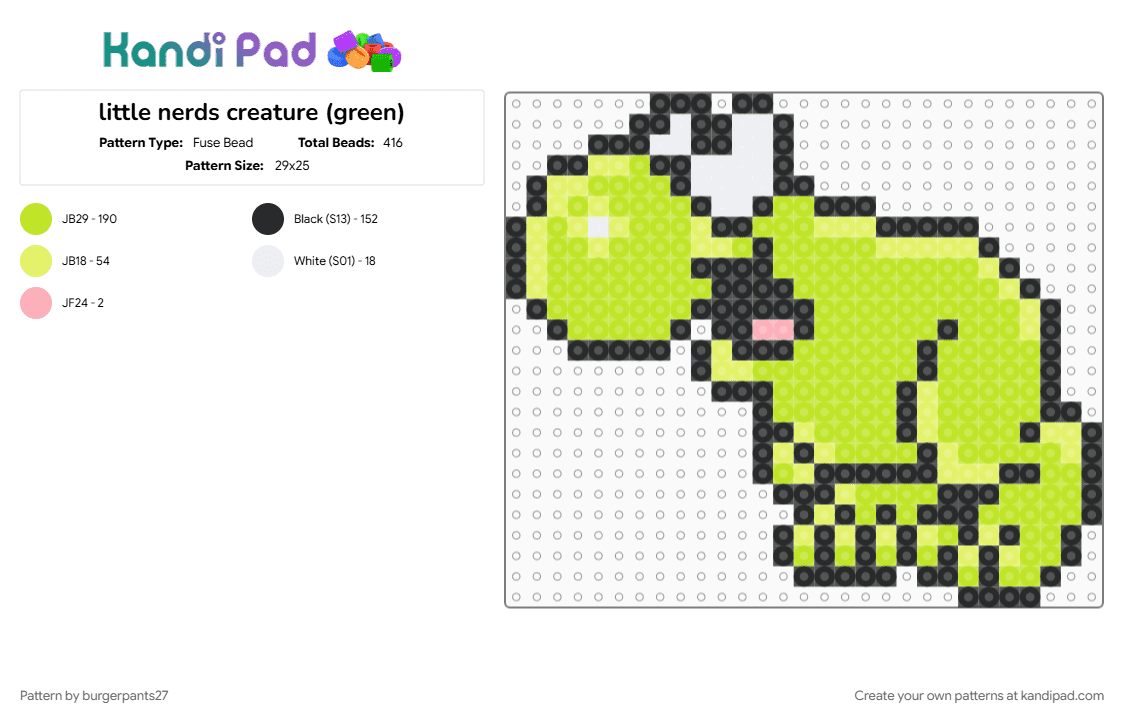 little nerds creature (green) - Fuse Bead Pattern by burgerpants27 on Kandi Pad - brand, candy, character, green, nerds