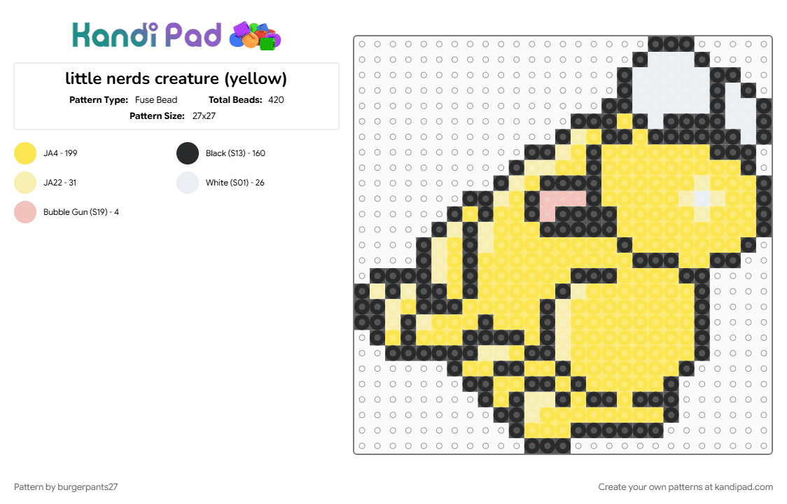 little nerds creature (yellow) - Fuse Bead Pattern by burgerpants27 on Kandi Pad - brand, candy, character, nerds, yellow